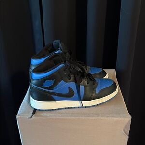 Jordan Black and Blue High-Top Sneakers